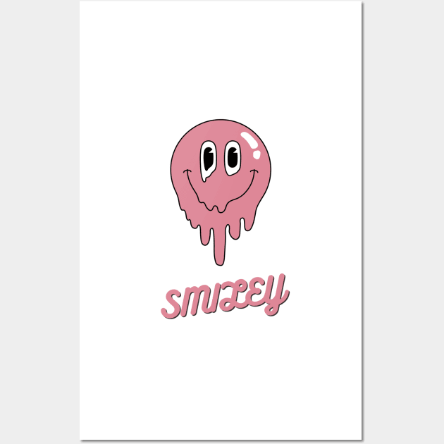 Preppy Y2K Trendy Smiley Design Cute Pink Wall Art by VanillaArt